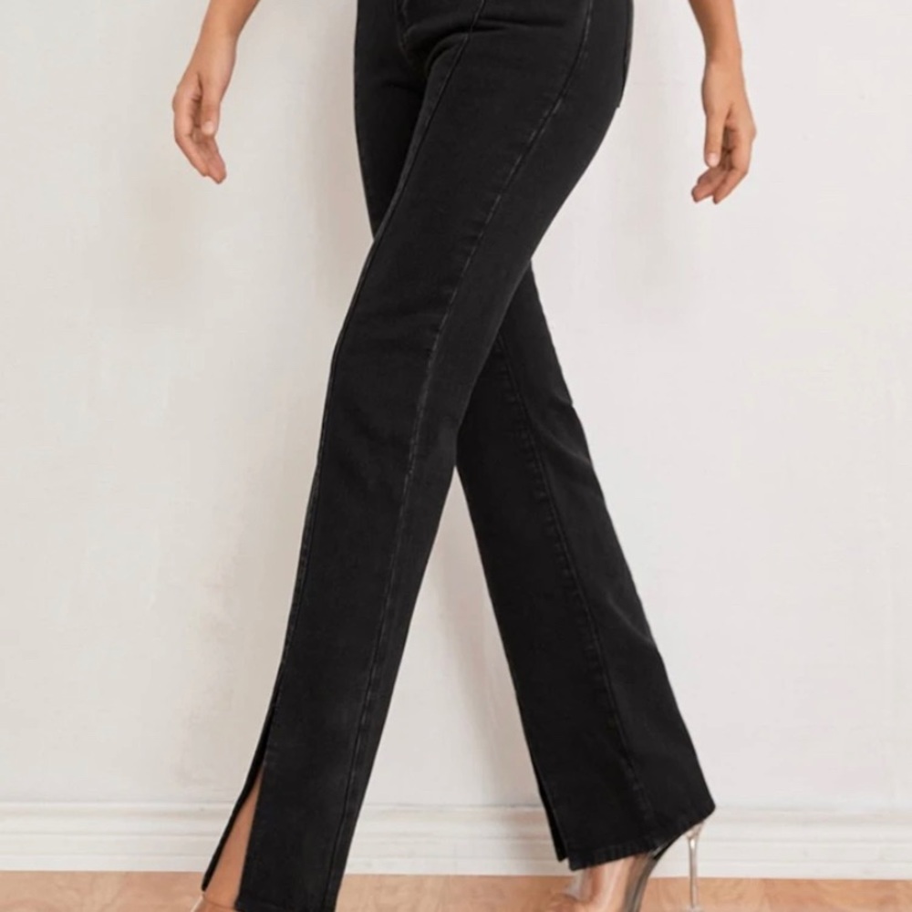 High waisted black denim jeans